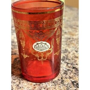 Home Essential & Beyond Red Gold Glass Tumblers Set of 6 Turkish Tea/ Juice 4 oz